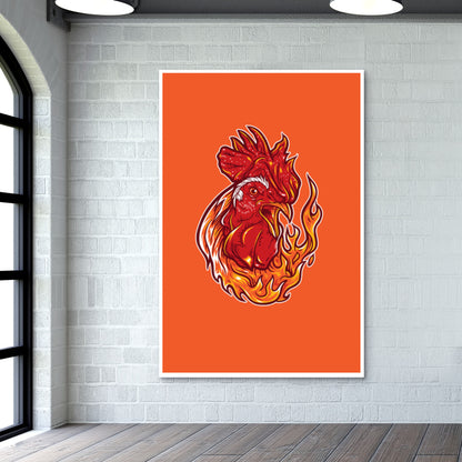 Rooster on fire Giant Poster