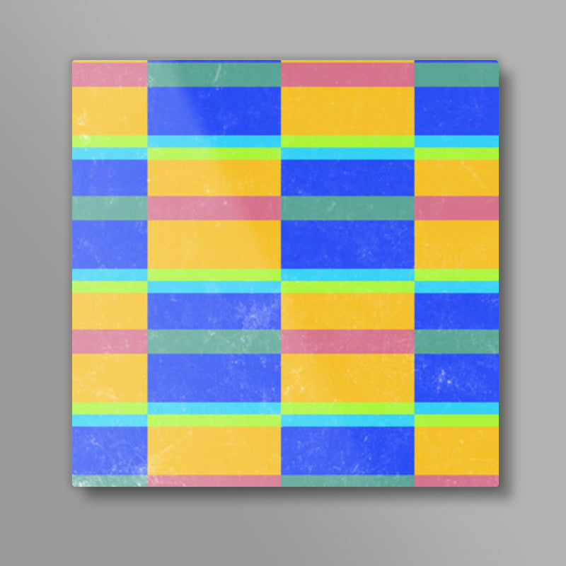 Evermore | Yellow Blue | Geometric Pattern Square Art Prints