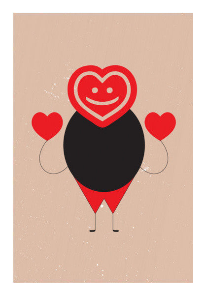 Fat Guy With Funny Hearts Art PosterGully Specials