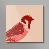 Abstract Sparrow Red Square Art