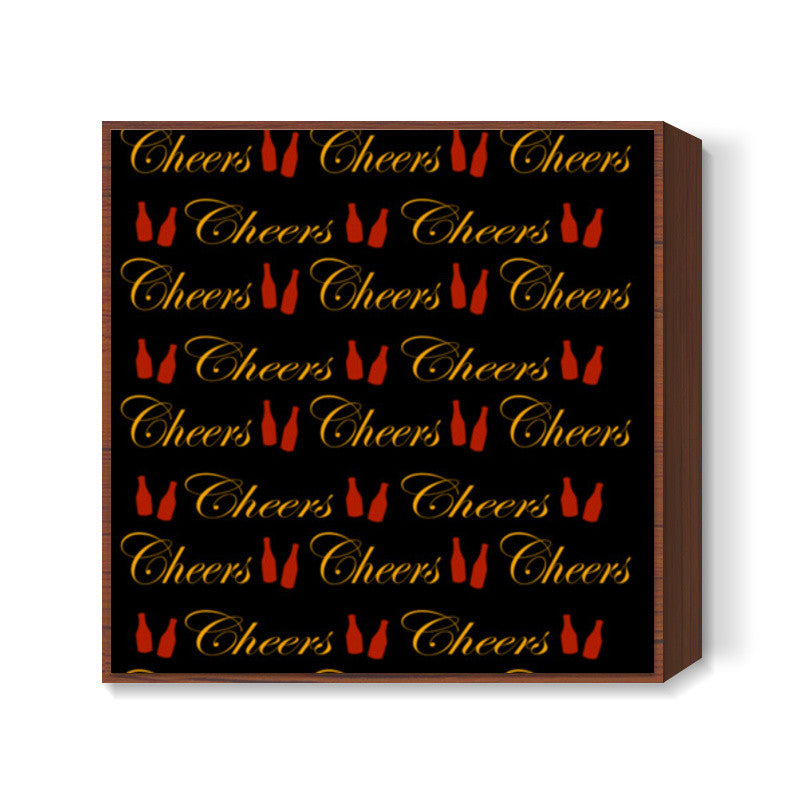 Cheers Typography Bar Art Black Design Square Art Prints