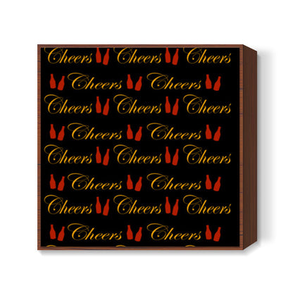 Cheers Typography Bar Art Black Design Square Art Prints