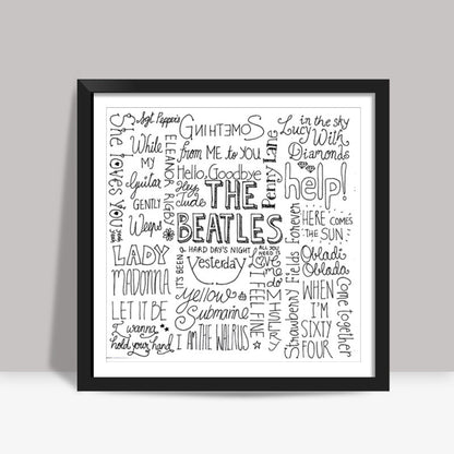 The Beatles text doodle Square Art Prints