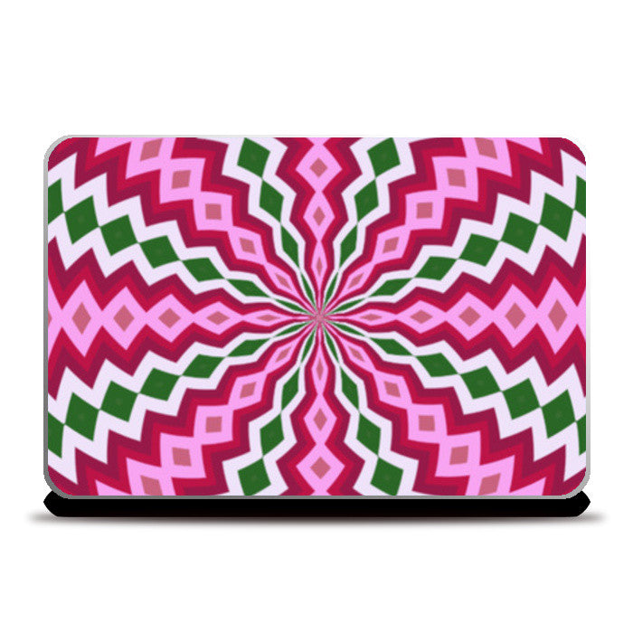 Psychedelic Radial Pink Green Design Laptop Skins