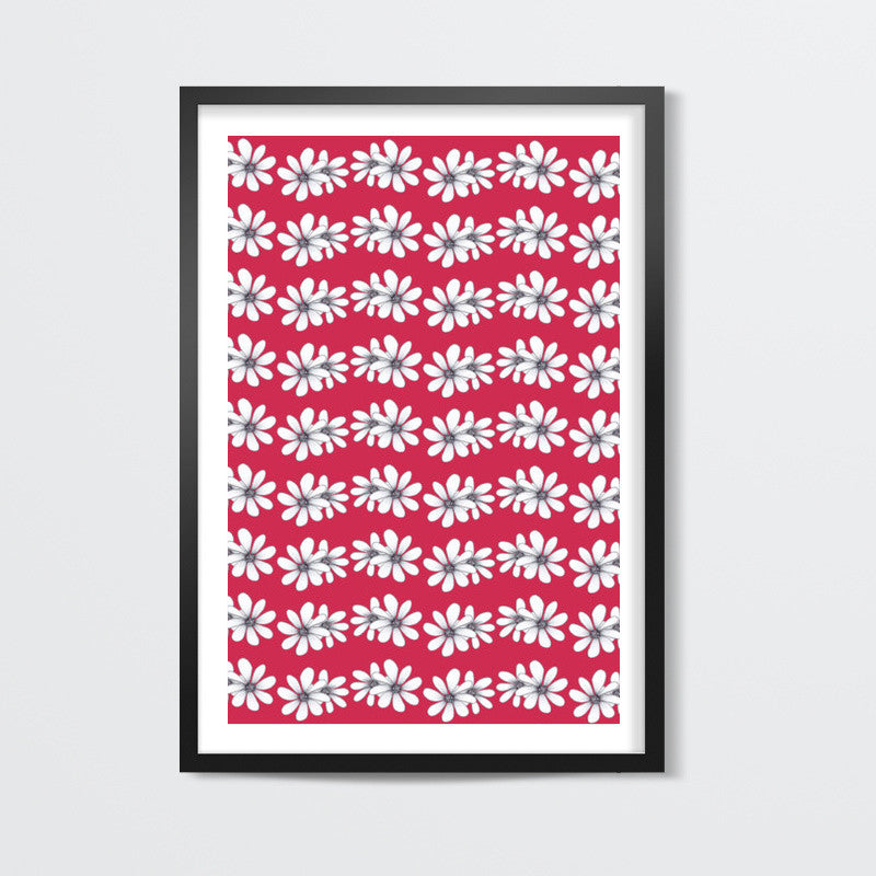 Vintage Retro White Daisies Floral Pattern Fashion Background Wall Art