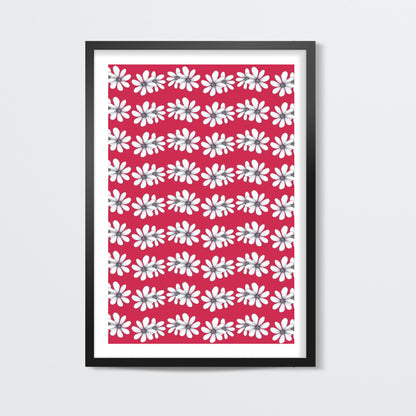 Vintage Retro White Daisies Floral Pattern Fashion Background Wall Art