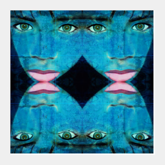 True Perception - Green Eyes Pink Lips Square Art Prints