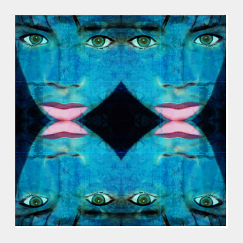 True Perception - Green Eyes Pink Lips Square Art Prints PosterGully Specials