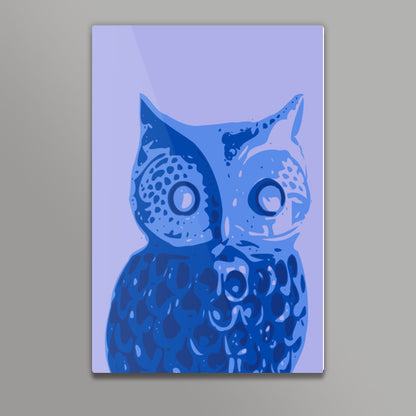Abstract Owl Bird Blue Wall Art