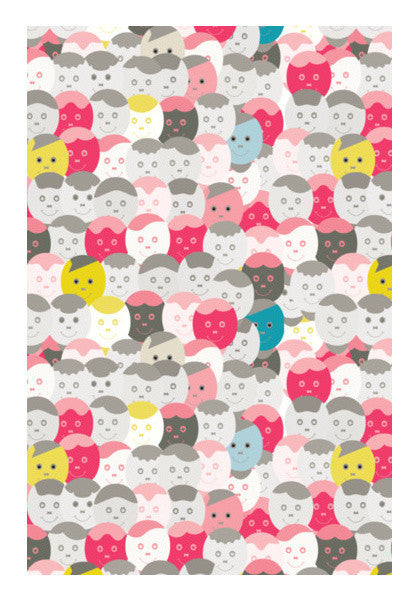 Colorful Smiley Faces Seamless Pattern Art PosterGully Specials