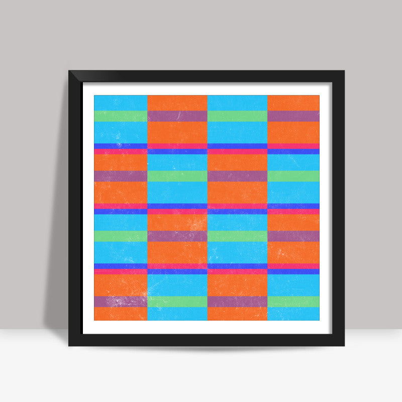 Evermore | Orange Cyan | Geometric Pattern Square Art Prints