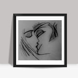 Kiss | Pencil Sketch Square Art Prints