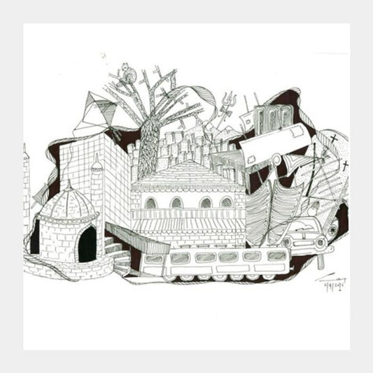 Doodle_Habitat Square Art Prints PosterGully Specials