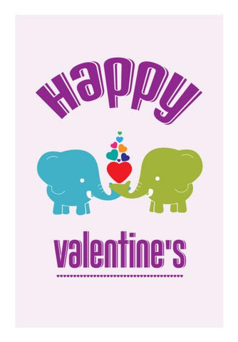 PosterGully Specials, Valentines celebration with blue and green elephant  Wall Art