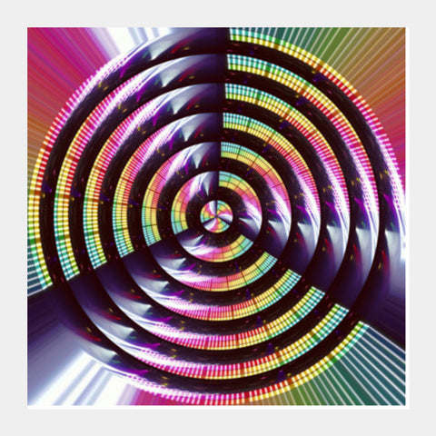 Abstract Concentric Circles Techno Motion Digital Science Background  Square Art Prints