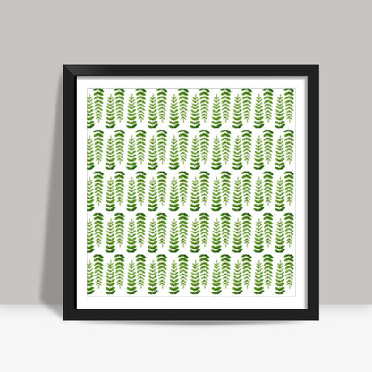 Green Hand Painted Watercolor Leaf Pattern Nature Square Art Prints
