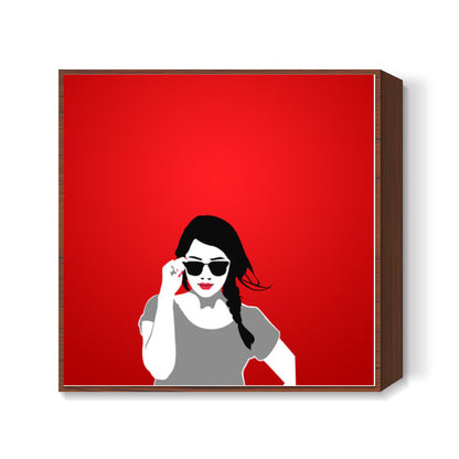 Girl in Red Vector Illustration Square Art Prints