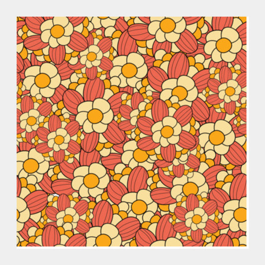 Square Art Prints, Flowers Pattern Square Art Prints