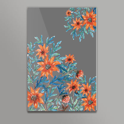 Orange Wildflowers Painting Floral Decor  Wall Art