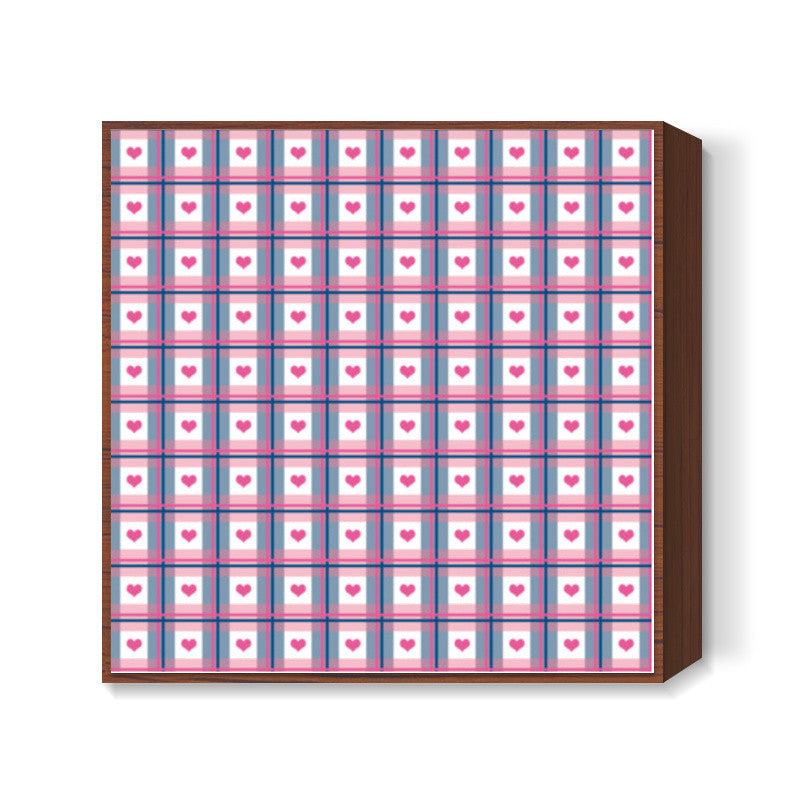 Cute Pink Hearts Plaid Checkered Love Pattern Square Art Prints