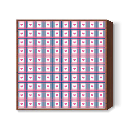 Cute Pink Hearts Plaid Checkered Love Pattern Square Art Prints