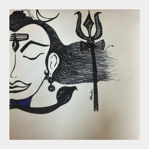 Shiv - Adiroop  Pen Sketch  Square Art Prints PosterGully Specials