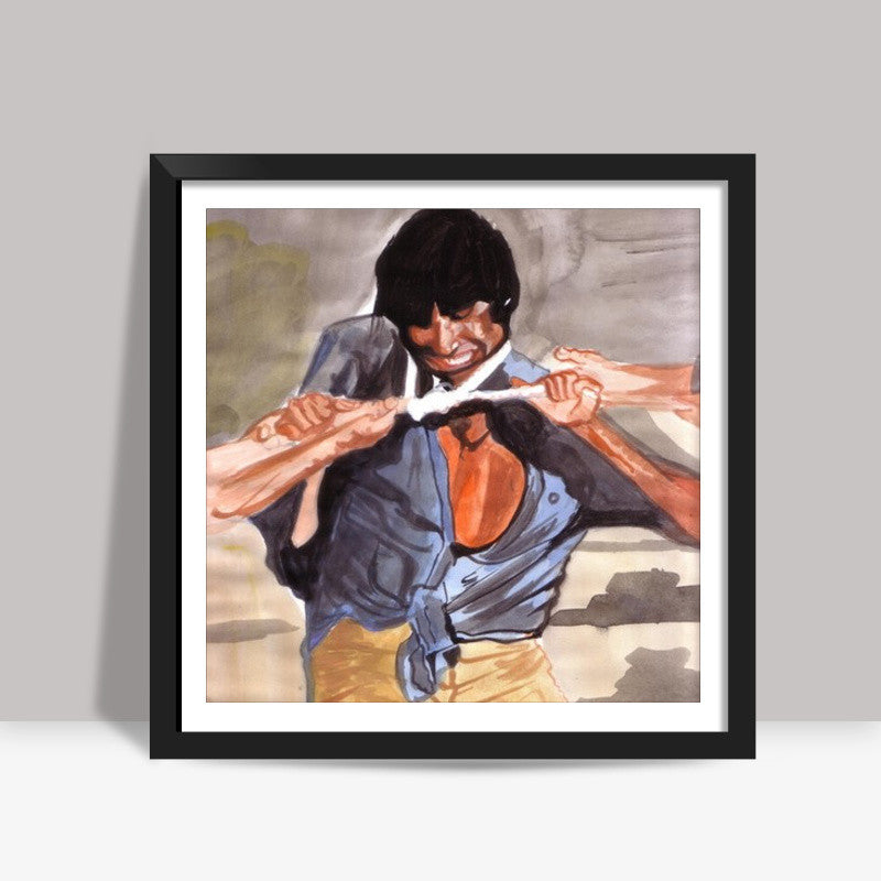 Amitabh Bachchan in Deewar proves that a true fighter never gives up Square Art Prints