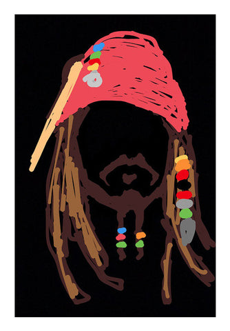 Jack Sparrow Pirates Of The Caribbean Minimal Doodle Wall Art
