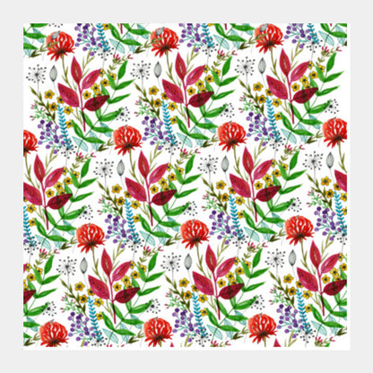 Pretty Summer Spring Garden Floral Pattern Square Art Prints