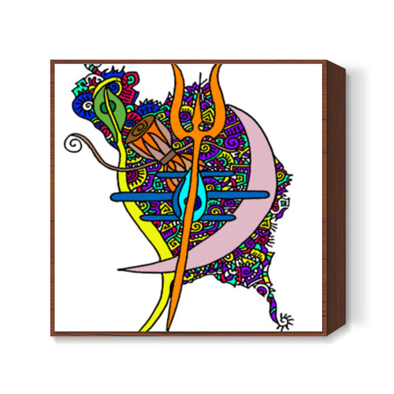 Abstract Shiva Zenscrawl Square Art Prints