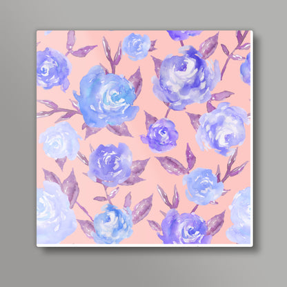 Blue Watercolour Roses Square Art Prints