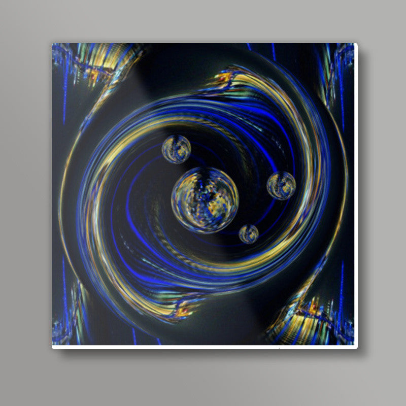 Surreal Blue Galaxy Digital Artwork Graphic Illustration Background Square Art Prints