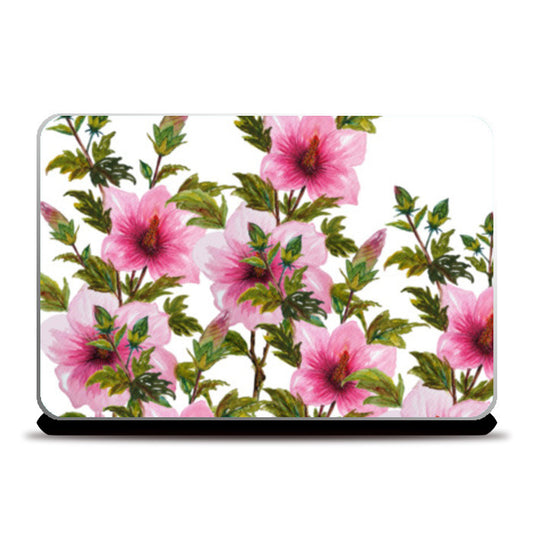 Trendy Tropical Hibiscus Flowers Floral Laptop Skins