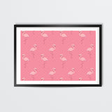 Pink - Dots with Flamingo  Wall Art