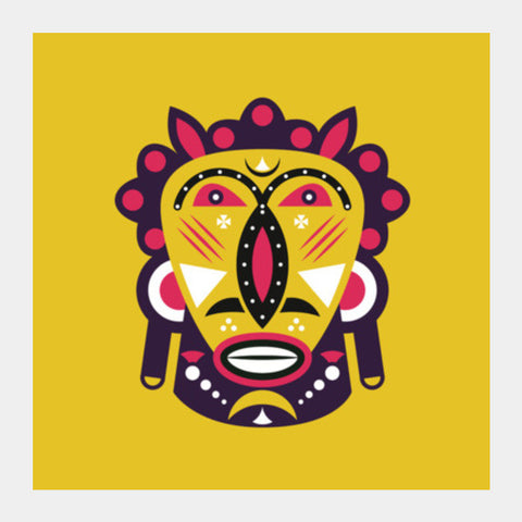 Kuba Face Mask Yellow  Art Prints PosterGully Specials