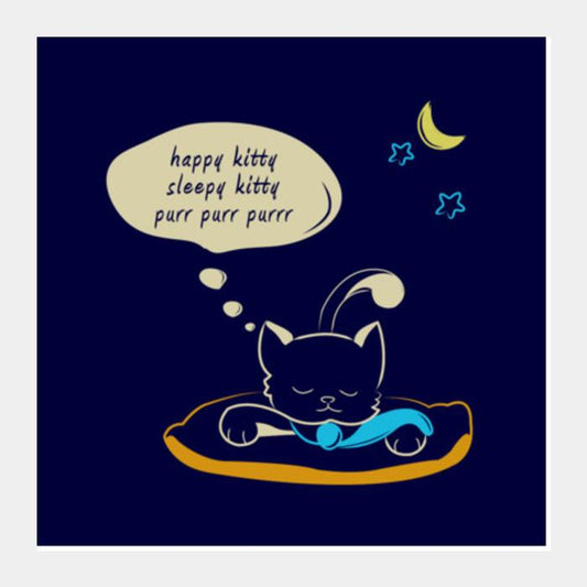Sleepy Kitty Square Art Prints PosterGully Specials