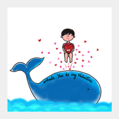 Square Art Prints, Whale U be My Valentine Square Art Prints