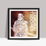 Samurai Trooper: Star Wars inspired original artwork, black, red, duotone, bold, bright, pop art, trendy graphic art, fan art, intricate, graphic poster, minimalist art, trending designs Square Art Prints