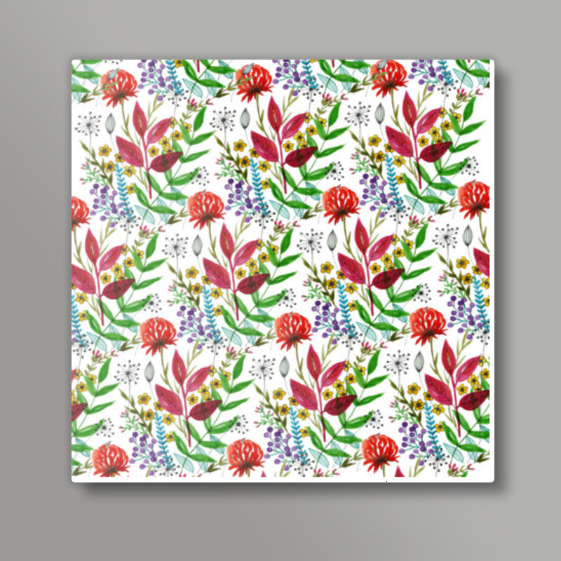 Pretty Summer Spring Garden Floral Pattern Square Art Prints