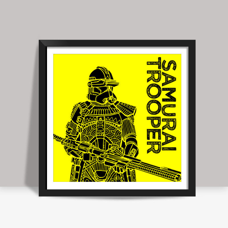 Samurai Trooper: Star Wars inspired original art print, Yellow and Black, Bold and bright art print Square Art Prints