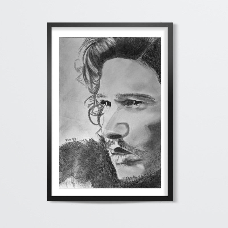 Crows before Hoes Pencil drawing of Jon Snow Wall Art