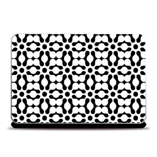Laptop Skins, Abstract Black And White Floral Pattern Laptop Skins