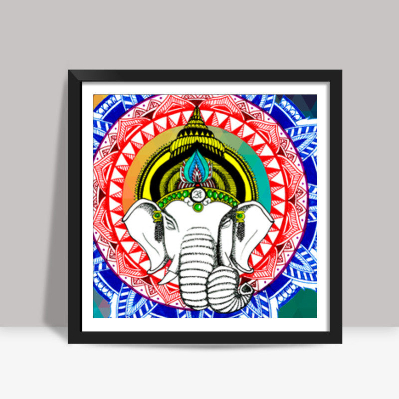 Om Ganeshaya Namah v2 Square Art Prints