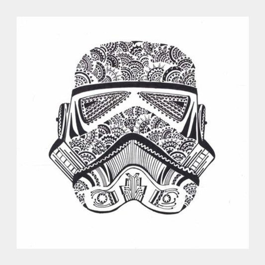 doodle,black and white,storm trooper Square Art Prints