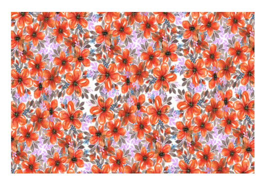 Blooming Orange Wildflowers Painted Floral Spring Background  Wall Art