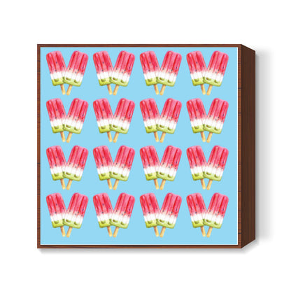 Watercolor Popsicles Summer Ice Cream Candy Background Pattern Square Art Prints