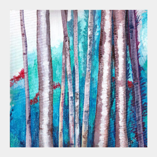 Square Art Prints, Blue Bamboos Square Art