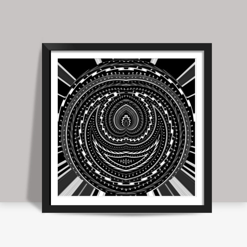 Black And White Abstract Digital Psychedelic Modern Art Square Art Prints