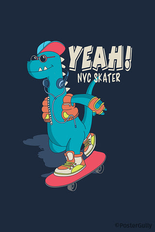 Cool Dinosaur Skateboarding Artwork