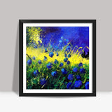 blue and yellow Square Art Prints